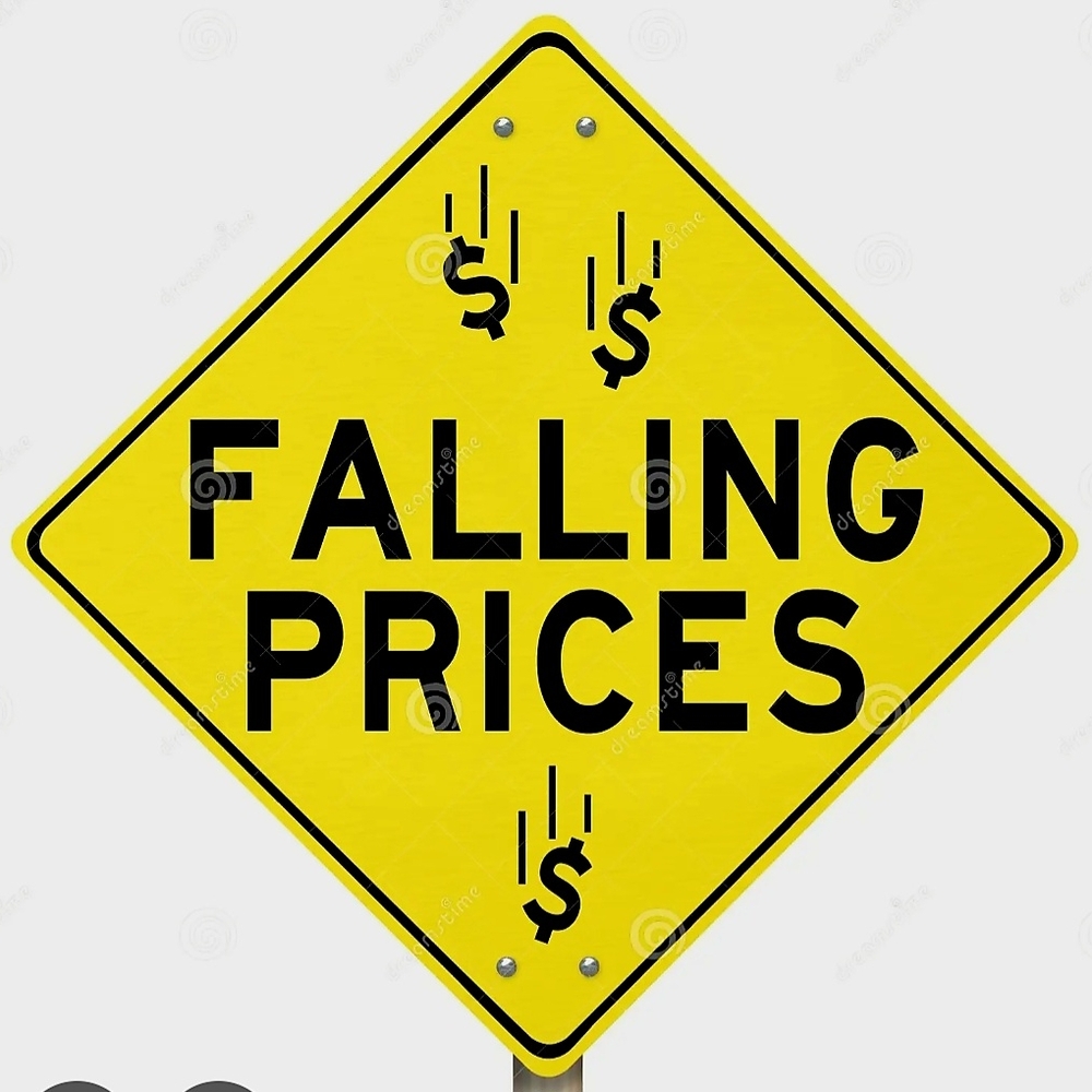 Yellow Falling Prices Sign